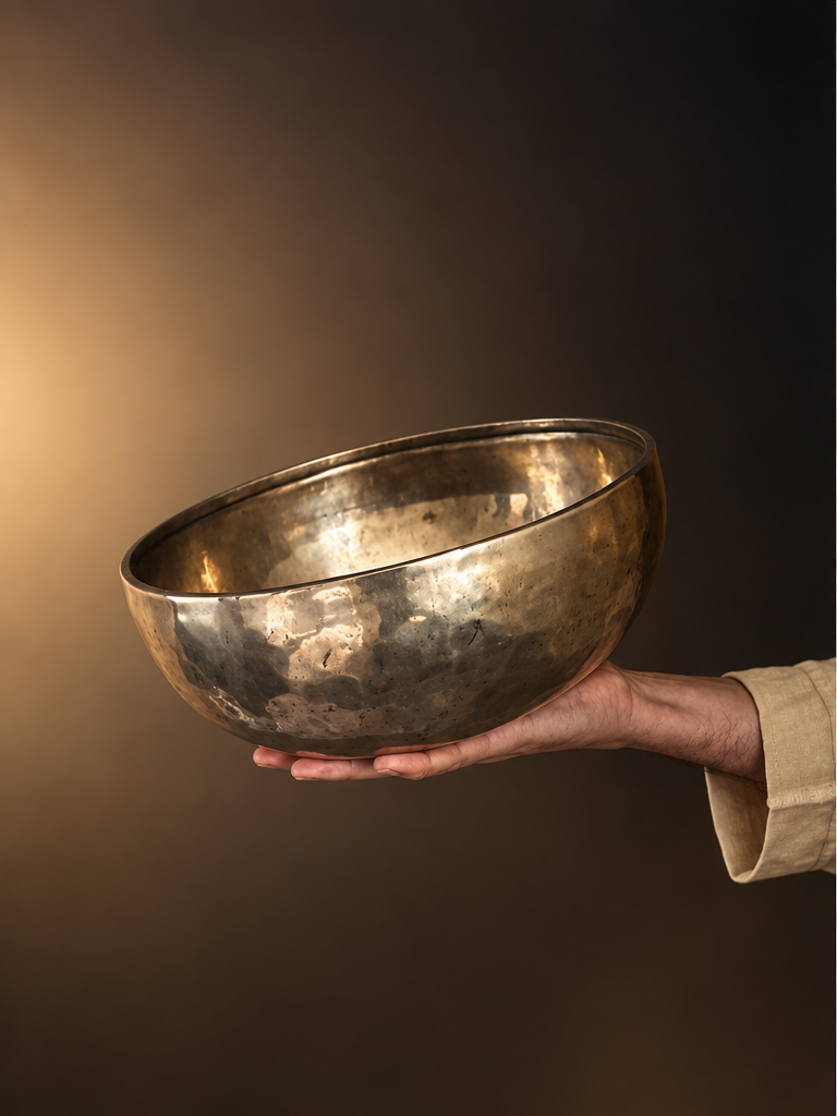 Alvaro Dai creating a sound healing space with Tibetan singing bowls